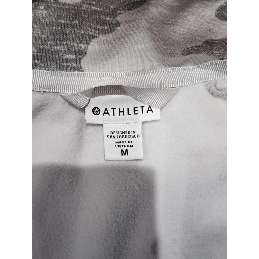 ATHLETA Camo Full Zip Hoodie Athletic Top Thumbholes Size M Gray White Used - Picture 2 of 10